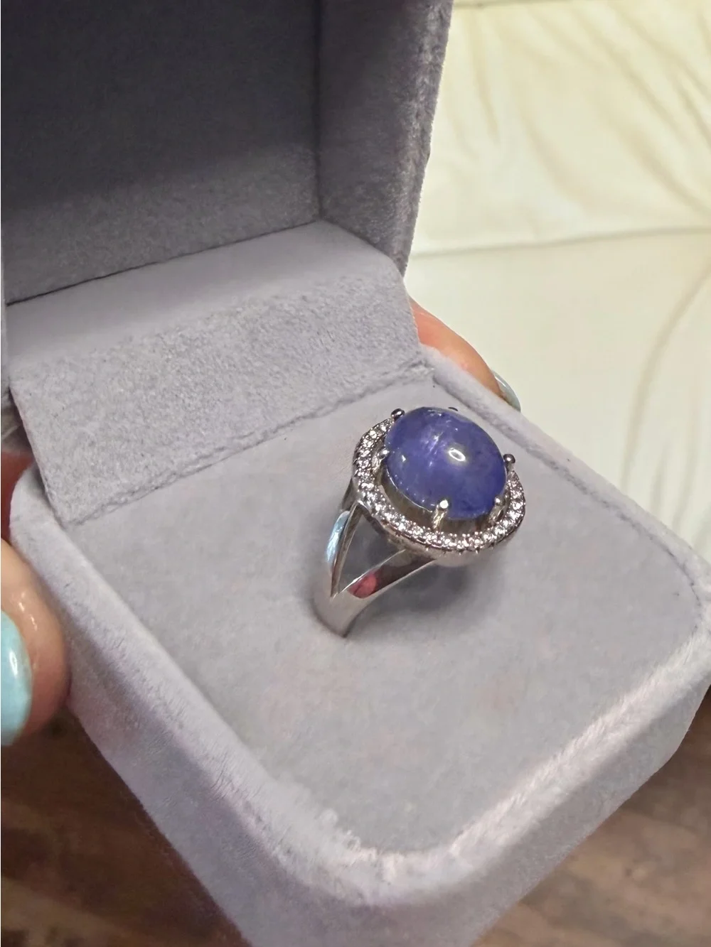 Enchanting 11x9mm Natural Blue Tanzanite 4.5CT Ring 925 Sterling Silver Size 7